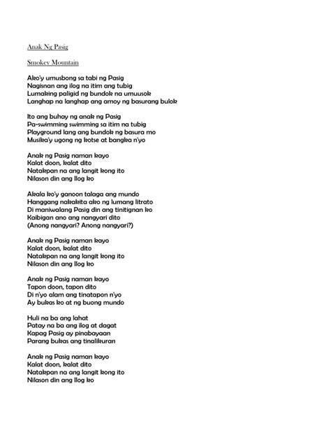 sangay ng pasig lyrics|Ronald S. Chico .